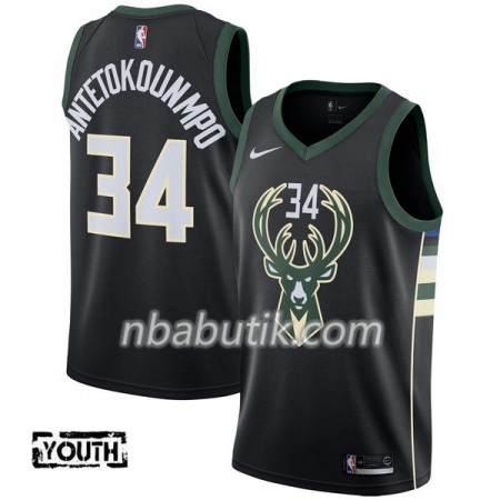 NBA Børn Trøje Milwaukee Bucks Giannis Antetokounm 34 Nike 2017-18 Sort Swingman NBA Børn Trøje Milwaukee Bucks Giannis Antetokounm 34 Nike 2017-18 Sort Swingman